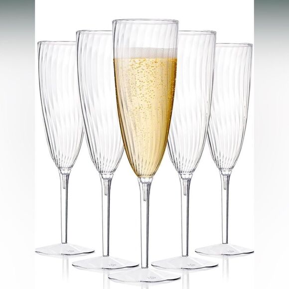 HyHousing 6 Oz Clear Glasses 16 Pack, Hard Disposable Plastic Champagne Flute - Picture 3 of 7